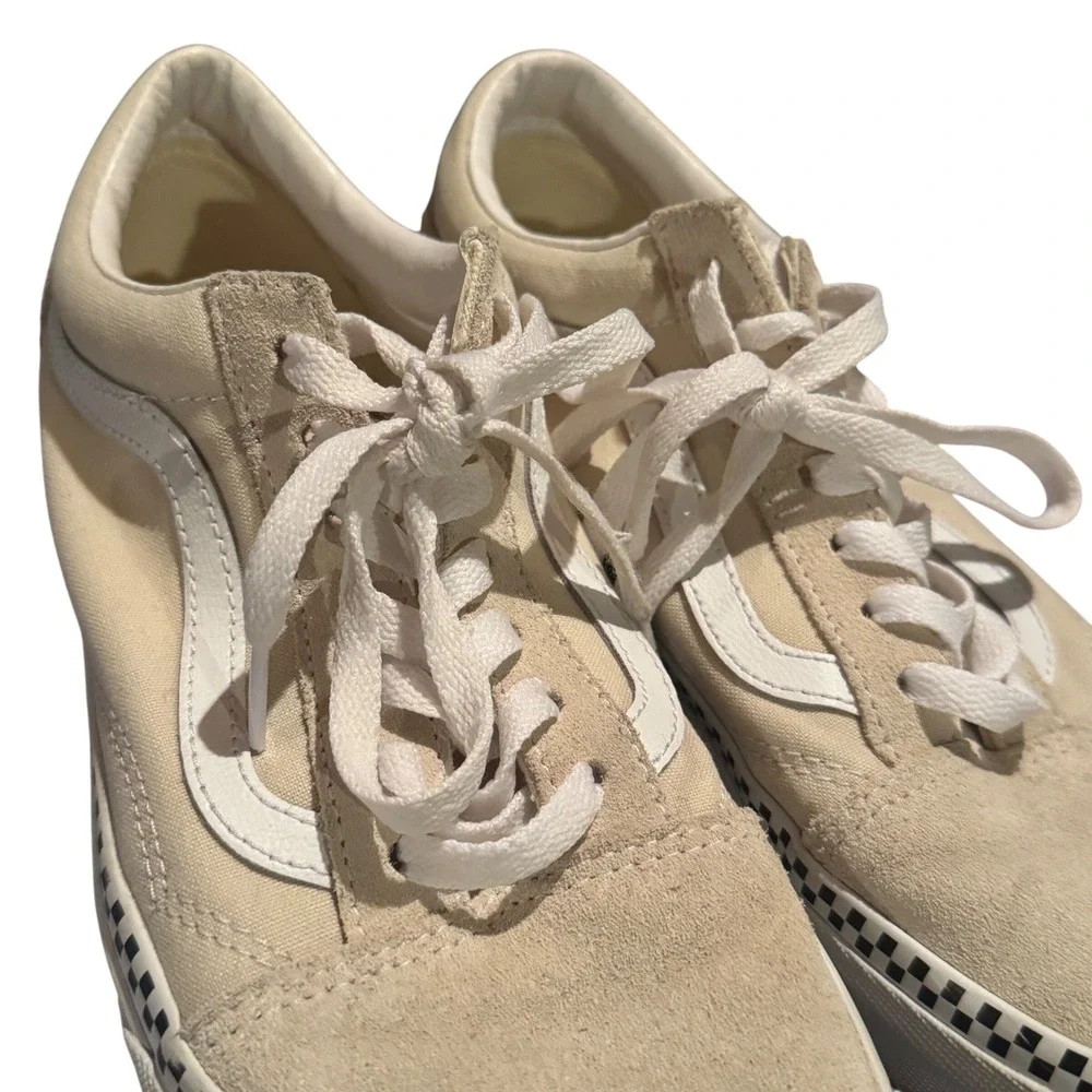 Vans Old Skool Checkerboard Foxing‎ Sneakers Cream Women's 7.5